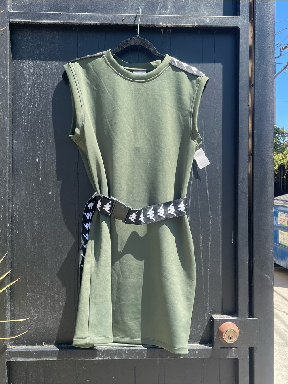 KAPPA Olive Green Neoprene SZ XL Shift Dress W BELT NWT